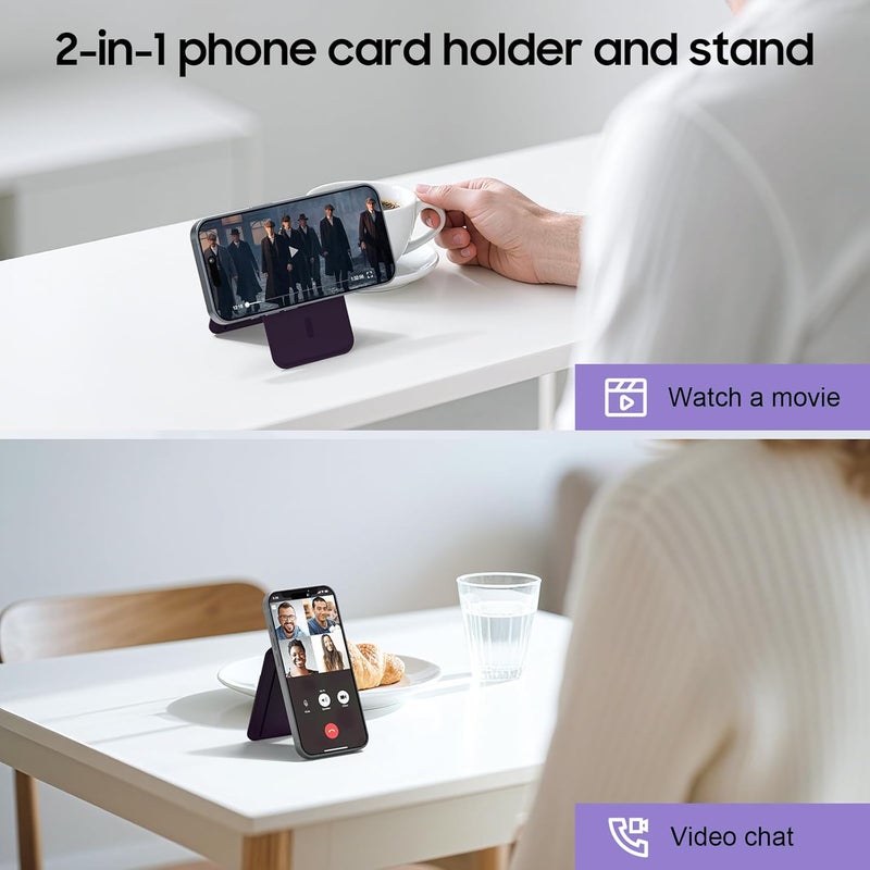 Frapkom for Mag-Safe Wallet, Powerful Adjustable Holder for iPhone 17/16/15/14/13/12 Series Phone Wallet with ID Window, RFID Blocking (Purple) - Image 5
